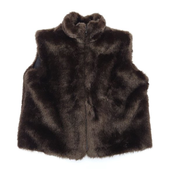 Faux Fur Vest Brown Zipper Front S / M Outerwear Lined Boho Cejon Accessories - Picture 11 of 11